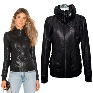 $980 MACKAGE Women’s Lamb Leather Jacket Sz S Black